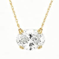 Collier solitaire en diamant rond cultivé en laboratoire certifié IGI, pendentif en or massif 18 carats, DEF VVS, bijoux personnalisés