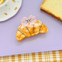 YJL Nouveau design Pince à cheveux en acétate en forme de croissant, motif alimentaire ludique et gourmand, pince à cheveux personnalisée pour femmes