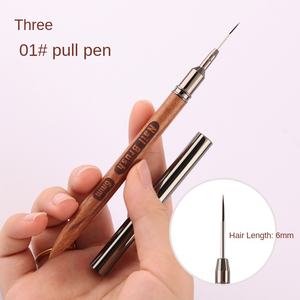 Tube d'aiguille d'art d'ongle de bois de santal ensemble de stylo de traction en bois extrêmement fin avec la forme de cheveux plats pour le pinceau peint spécial d'art d'ongle - Product Image 6