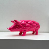 Ornement Artisanal Moderne Minimaliste en Résine, Modèle Cochon de Dessin Animé, 30 cm, Décoration de Bureau, Chambre d'Enfant, Décoration Intérieure, Cadeau