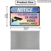 Plaque murale graphique en métal multicolore avec vidéo 24h/24 et message de sécurité pour caméra de surveillance
