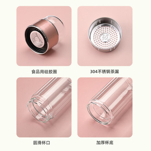 Chuangxian Double Wall Borosilicate Glass Tea Infuser With Filter Reusable For Flower Tea - Product Image 1