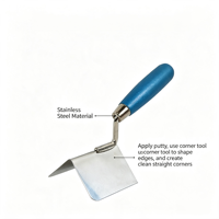 Spatule d'angle DIY 90 degrés pour plâtrage intérieur, finition de cloisons sèches, outil de finition de mastic, type couteau en acier inoxydable, bois