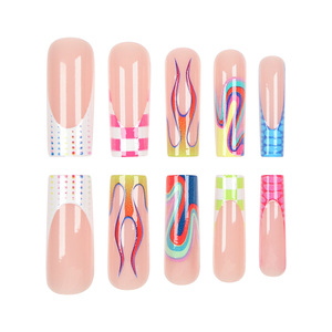 Usine en gros de haute qualité ABS matériel 24 pièces <span class=keywords><strong>multicolore</strong></span> imprimé cercueil <span class=keywords><strong>faux</strong></span> ongles à la mode Ballet doigt Application - Product Image 5