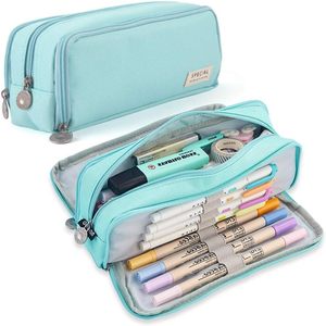 Grande trousse à crayons en tissu, 3 compartiments, grande capacité pour les étudiants, l'école et le bureau - Product Image 2