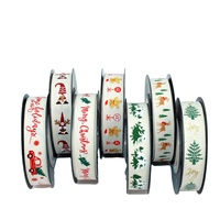 Ruban imprimé décoratif pour arbre de Noël, lot de rubans pour nœuds, emballage cadeau, ruban floral DIY, ruban en coton pour cadeaux de Noël