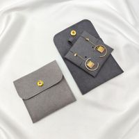 Jinsky paquet de bijoux bague et collier avec logo personnalisé pochette à bouton pression en microfibre sacs à bijoux logo personnalisé avec carte à insérer