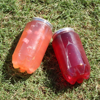 Bouteilles de boisson vides OEM de 350 ml pour l'emballage de jus, de bière, de soda et d'eau, avec couvercle en plastique PET transparent