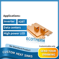 Ecotherm dissipateur thermique personnalisé bloc de refroidissement liquide en cuivre pur plaque de refroidissement par eau pour l'électronique