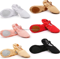 Chaussons de ballet en toile multicolore Meilleures ventes Chaussures de pratique de yoga Chaussures de danse de ballet à semelle souple pour la danse