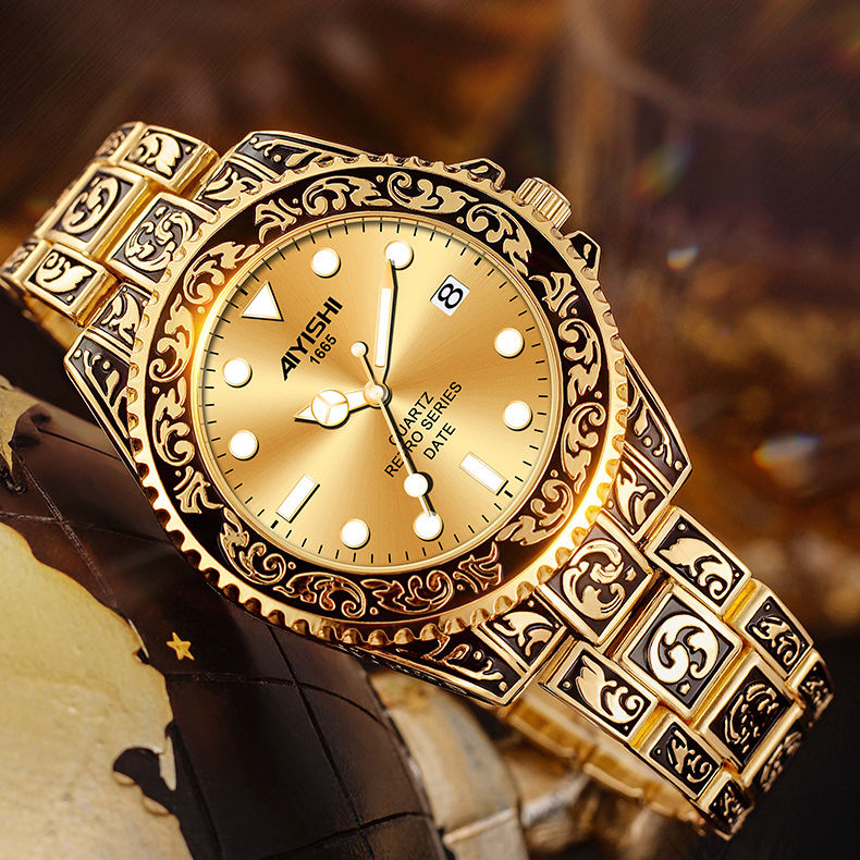 New Relief Design Men's Quartz Calendar Watch Fashion Men's Watch