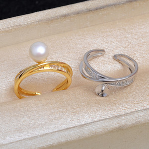 Wenchi - Soporte para Anillo Abierto DIY, Modelo 16608, Plata S925 Chapada en Oro con Cuentas de 7-9 mm, 6 mm/8 mm/10 mm - Product Image 2