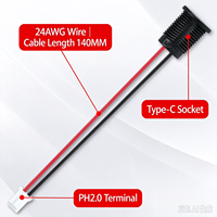 LN-022 2-Pin Typ-C Einbaubuchse, reversibel, 12 mm rundes Gewindeloch, 24AWG, 14 cm Kabel, RoHS, CE, USB-C Stromanschlussbuchse
