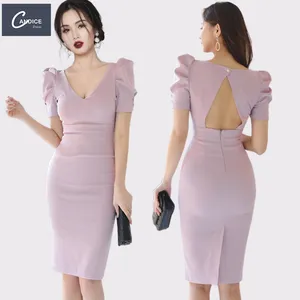 Candice 2023 stile coreano low cut fashion elegante sottile sexy wrap backless office dress