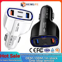 Adaptateur d'alimentation électrique pour voiture 4-en-1 certifié CE FCC ROHS, prix d'usine en gros, charge rapide 5V/3A PD QC3.0