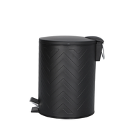 Poubelle à pédale en acier noir mat de 5 L avec couvercle, résistante aux traces de doigts, ronde, multifonctionnelle, gain de place, poubelle de salle de bain