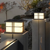 Lampe de colonne de paysage solaire en marbre de luxe E27 IP65 pour cour hôtel villa résidentiel jardin porte pilier lampadaire