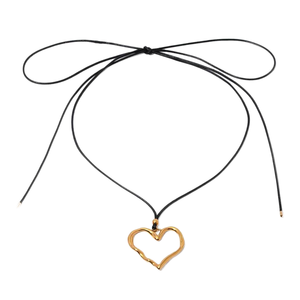 Collar de acero inoxidable Unisex chapado en oro de 18 quilates, cuerda de cera, colgante de amor plisado, cadena de eslabones de moda, regalo de fiesta, ocasiones, tercer - Product Image 1