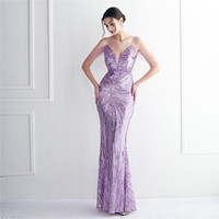 19625-S # Positionnement Fleur Femmes Élégantes Sequin Longue Sirène Robe de Soirée Grosse Dame Robe Plus Size Robe Super Size