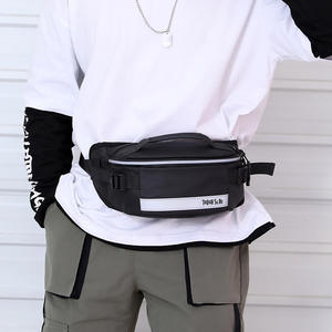 Sac banane pour homme Touch Slics, noir, avec sangle réglable, imperméable, pour le cyclisme en extérieur, usage quotidien, couleur unie, design à lettres - Product Image 1