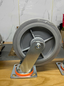Industrial Heavy Duty Polyurethane TPR Caster Wheel 4/5/6/8 Inch Non-Marking Strong PP Core Zinc Plated Metal <b>Bracket</b> Shock - Product Image 6