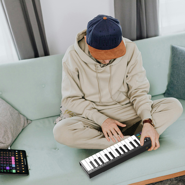 Konix Slim MIDI Keyboard Controller - Plug & Play USB Piano for Home Studio