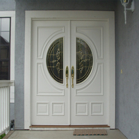 Porte d'entrée principale en verre personnalisé double porte en bois design entrée extérieure portes en bois massif de teck en verre