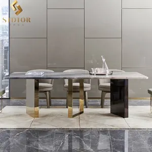 Luxury High Gloss Contemporary Dining Table Royal Mid Century Hong Kong Gold Mirrored Dining Room Table Modern