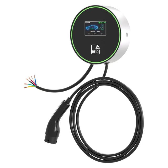 New 7kW/11kW/22kW Wall-mounted AC EV Charger with Type 2 Plug 4.3" LCD Display IP65 Protection 5m Cable CE Certified