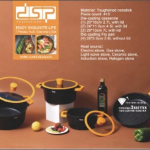 Juego de utensilios de cocina DSP de 4 piezas antiadherentes negros con tapa para uso en estufa - Product Image 1