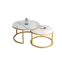 Table basse en bois moderne et ronde avec plateau en marbre pour salon – Offre spéciale Japon