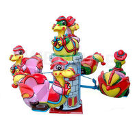 Mini carrousel à thème océan à 3 joueurs avec lumières LED à pièces personnalisables, tour de parc à thème pour parc d'attractions Fairground