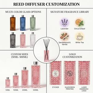 Modern Custom Logo <b>Reed</b> <b>Diffuser</b> Diamond Glass Vessel For Yoga Studio Aromatherapy Wholesale Factory Direct Sale Bulk Jar - Product Image 2