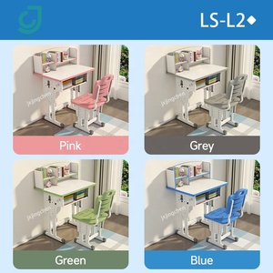 Venta al por mayor niños mesa de lectura uso en el hogar ergonómico multifuncional niños estudio escritorio y silla conjunto con estantería - Product Image 6