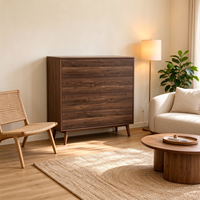 Commode nordique à 4 tiroirs avec pieds coniques, commode en bois sans poignées, armoire de rangement pour chambre à coucher, salon, fournisseur