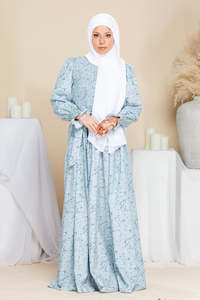 Elegante Vestido Midi Musulmán Vintage con Estampado Floral, Corte Holgado, 100% Algodón, Manga Larga, Abaya con Bordado de Plumas y Cinturón para Uso Diario - Product Image 2