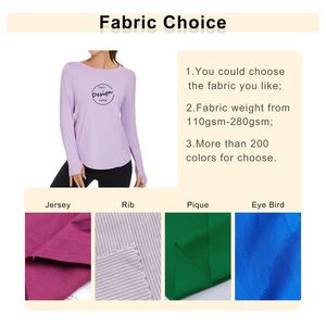 Printemps Nouveau Ensemble de doigts personnalisé pour femmes T-shirt imprimé à manches longues T-shirt en coton respirant léger à manches longues avec ourlet incurvé - Product Image 2