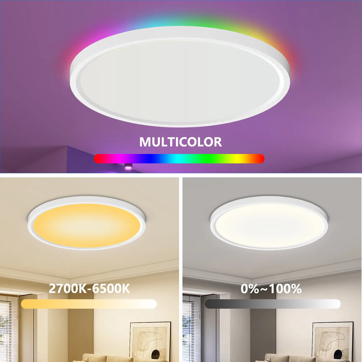 Nhà thông minh lightstuya Wifi + Bluetooth ZigBee 2.4 Gam điều khiển từ xa bề mặt tròn gắn 12 "inch D300 LED ánh sáng Trần 24 Wát + 6 Wát