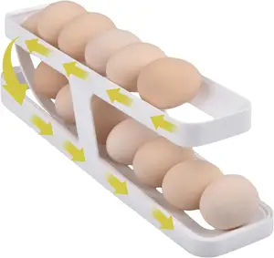 2023ホット販売省スペース卵トレイは冷蔵庫用の12-14個の卵ロールダウン冷蔵庫傾斜卵ディスペンサーを保持します