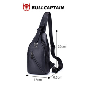 Bolso de Pecho de Cuero Genuino BULLCAPTAIN para Hombre, Bolso Bandolera Cruzado de un Solo Hombro, Bolso Mensajero Casual de Piel de Vaca - Product Image 6