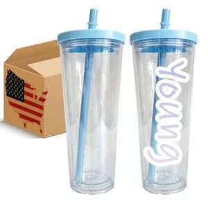 Gobelet à smoothie transparent à double paroi de 700 ml, pré-percé pour boules de neige, 24 oz, pour café glacé - Product Image 1