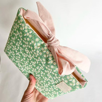 Pochette de protection pour livre faite à la main avec nœud, motif floral, housse matelassée pour Bible, couverture de livre, LOGO personnalisé