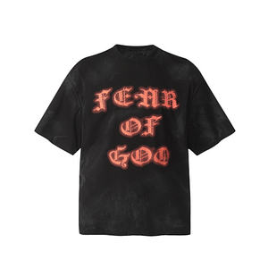 Camiseta de manga corta de algodón puro FOG ESS para hombre y mujer con estampado de letras y efecto de teñido y lavado con arena y barro. - Product Image 2