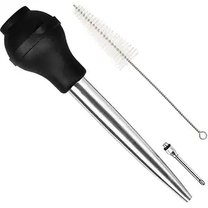 Silicone Bulb with stainless steel tube Syringe Injector Needle With Cleaning Brush Turkey Chicken meat baster