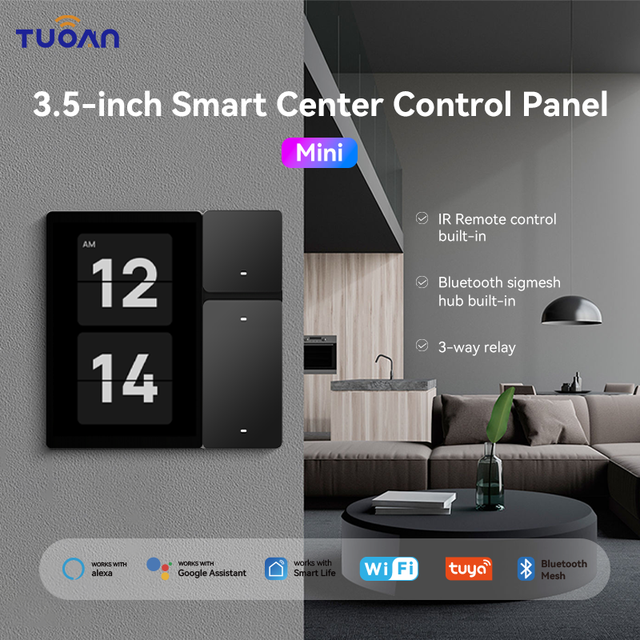 Tuya Smart Home 3.5inch Central Control Panel TPP06 WiFi Three-way Key Switch Built-in Infrared Remote Control Function Panel