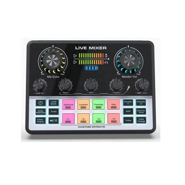 V9 Professional Multi-Function Audio Interface Live Broadcast Recording Equipment Dual-Core DSP Digital Chip Mixer Sound Card