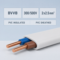 Fil électrique plat BVVB en cuivre pur, câble de construction en PVC, conducteur solide