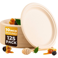 Assiettes de sublimation en pulpe de bagasse, vaisselle jetable naturelle en papier bagasse pour mariage