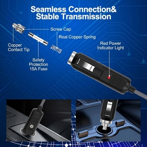 สายชาร์จในรถยนต์ Starlink mini 2 in 1 ขนาด 18AWG USB-C สำหรับช่องจุดบุหรี่ แปลงเป็นสายไฟ DC ทองแดงแท้ ชาร์จเร็ว 5A สำหรับยานพาหนะ - Product Image 4