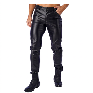 <b>Hot</b> Selling Leather <b>Pants</b> Top Quality Leather Men <b>Pant</b> Outdoor Solid Color Leather Casual men's <b>pants</b> straight curved striped - Product Image 1